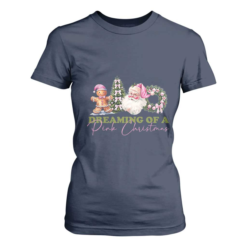 Dreaming Of A Pink Christmas T Shirt For Women TS09 Navy Print Your Wear