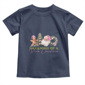 Dreaming Of A Pink Christmas Toddler T Shirt TS09 Navy Print Your Wear