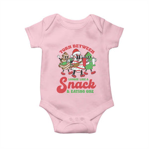 Funny Christmas Cake Baby Onesie Torn Between Looking' Like a Snack TS09 Light Pink Print Your Wear
