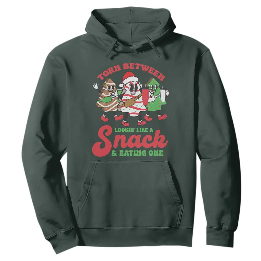Funny Christmas Cake Hoodie Torn Between Looking' Like a Snack TS09 Dark Forest Green Print Your Wear