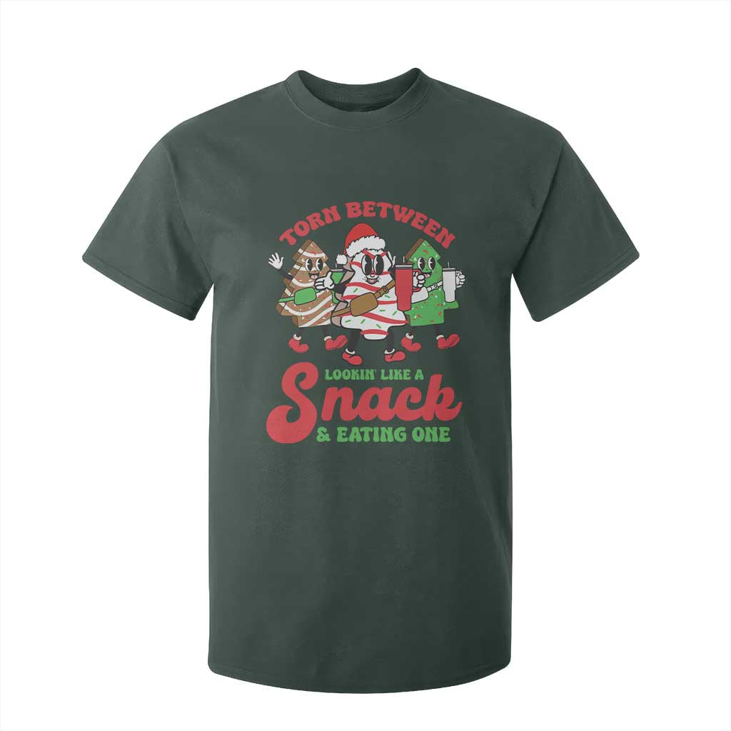 Funny Christmas Cake T Shirt For Kid Torn Between Looking' Like a Snack TS09 Dark Forest Green Print Your Wear