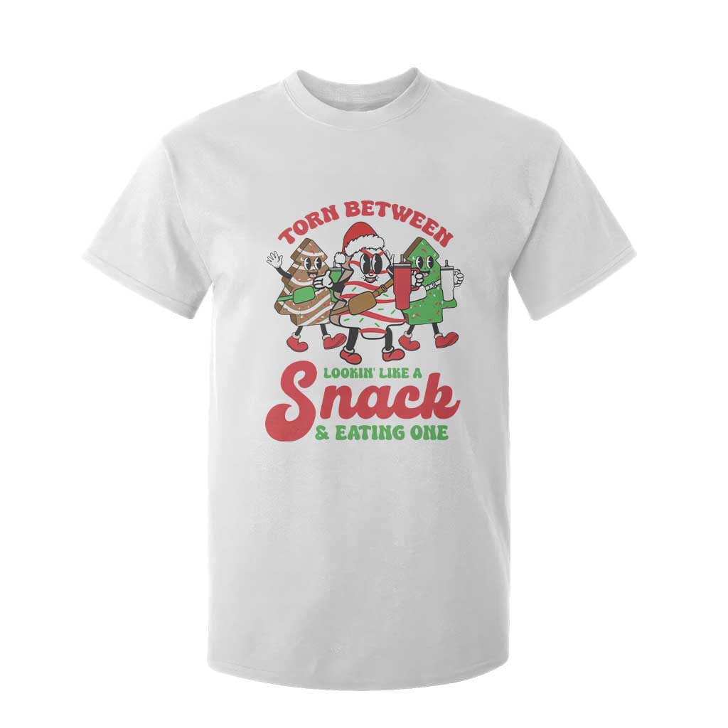 Funny Christmas Cake T Shirt For Kid Torn Between Looking' Like a Snack TS09 White Print Your Wear