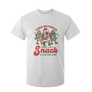 Funny Christmas Cake T Shirt For Kid Torn Between Looking' Like a Snack TS09 White Print Your Wear