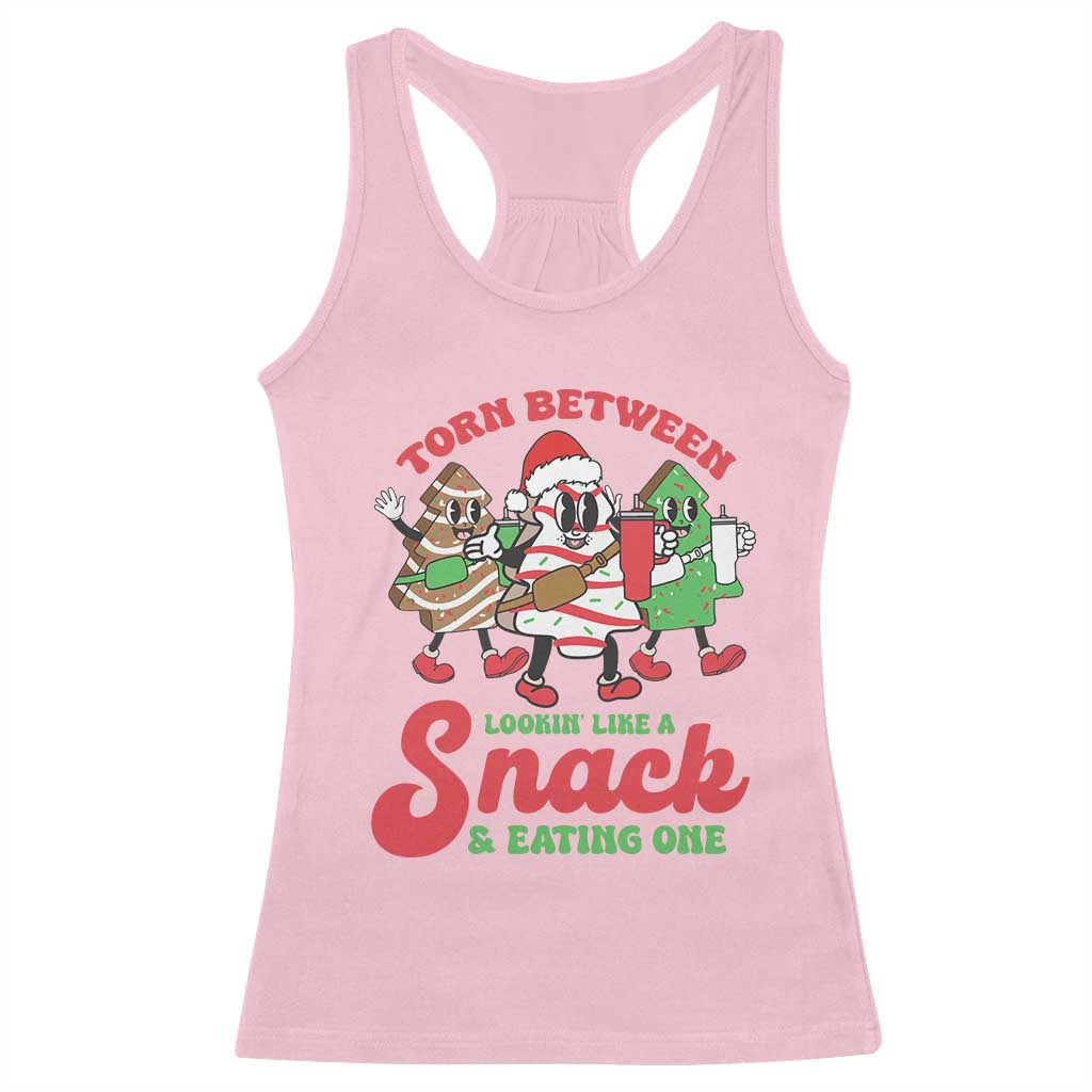 Funny Christmas Cake Racerback Tank Top Torn Between Looking' Like a Snack TS09 Light Pink Print Your Wear
