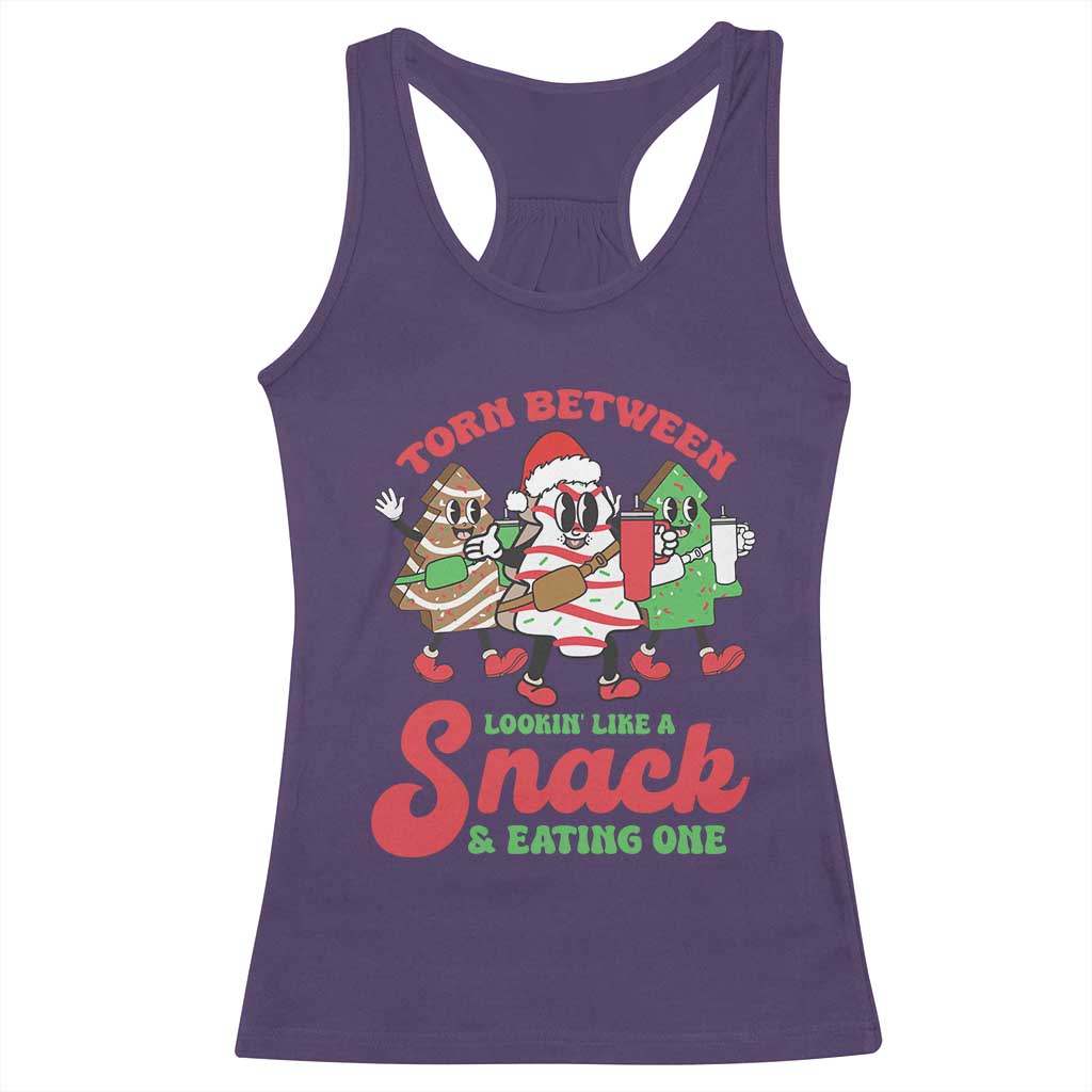 Funny Christmas Cake Racerback Tank Top Torn Between Looking' Like a Snack TS09 Purple Print Your Wear