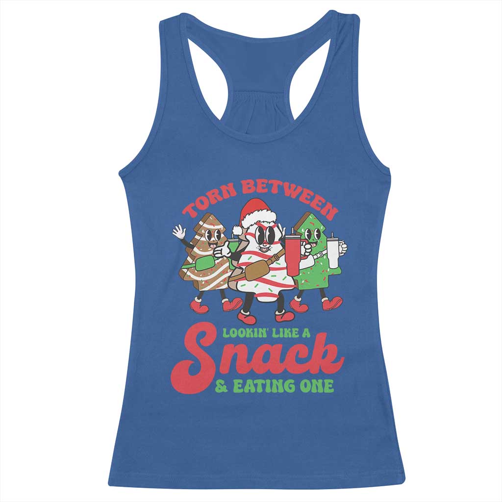 Funny Christmas Cake Racerback Tank Top Torn Between Looking' Like a Snack TS09 Royal Blue Print Your Wear