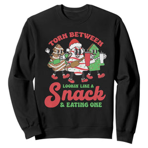 Funny Christmas Cake Sweatshirt Torn Between Looking' Like a Snack TS09 Black Print Your Wear
