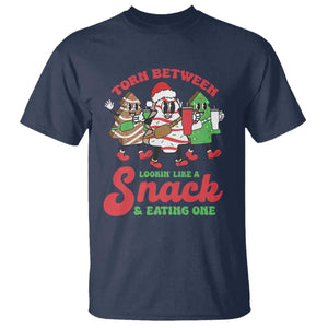 Funny Christmas Cake T Shirt Torn Between Looking' Like a Snack TS09 Navy Print Your Wear