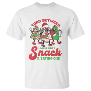 Funny Christmas Cake T Shirt Torn Between Looking' Like a Snack TS09 White Print Your Wear
