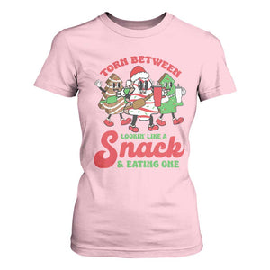 Funny Christmas Cake T Shirt For Women Torn Between Looking' Like a Snack TS09 Light Pink Print Your Wear