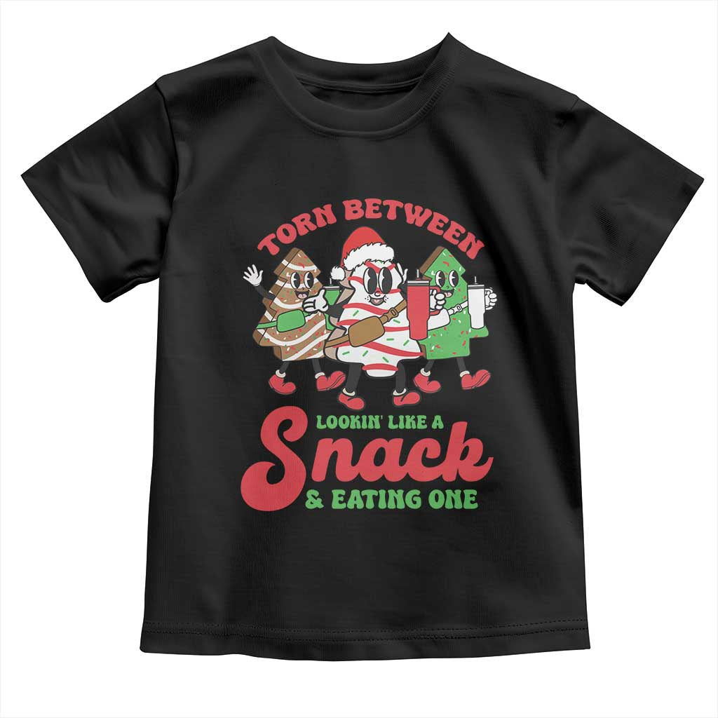 Funny Christmas Cake Toddler T Shirt Torn Between Looking' Like a Snack TS09 Black Print Your Wear