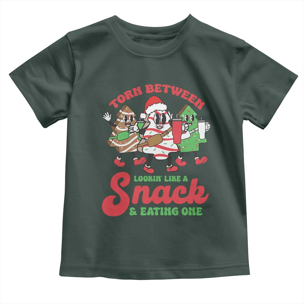 Funny Christmas Cake Toddler T Shirt Torn Between Looking' Like a Snack TS09 Dark Forest Green Print Your Wear