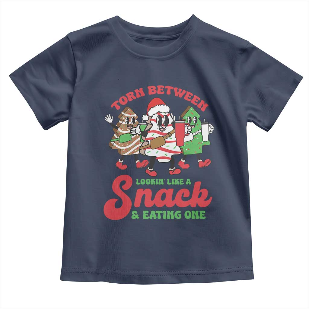Funny Christmas Cake Toddler T Shirt Torn Between Looking' Like a Snack TS09 Navy Print Your Wear