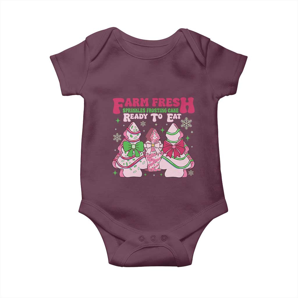 Farm Fresh Christmas Tree Cakes Coquette Baby Onesie TS09 Maroon Print Your Wear