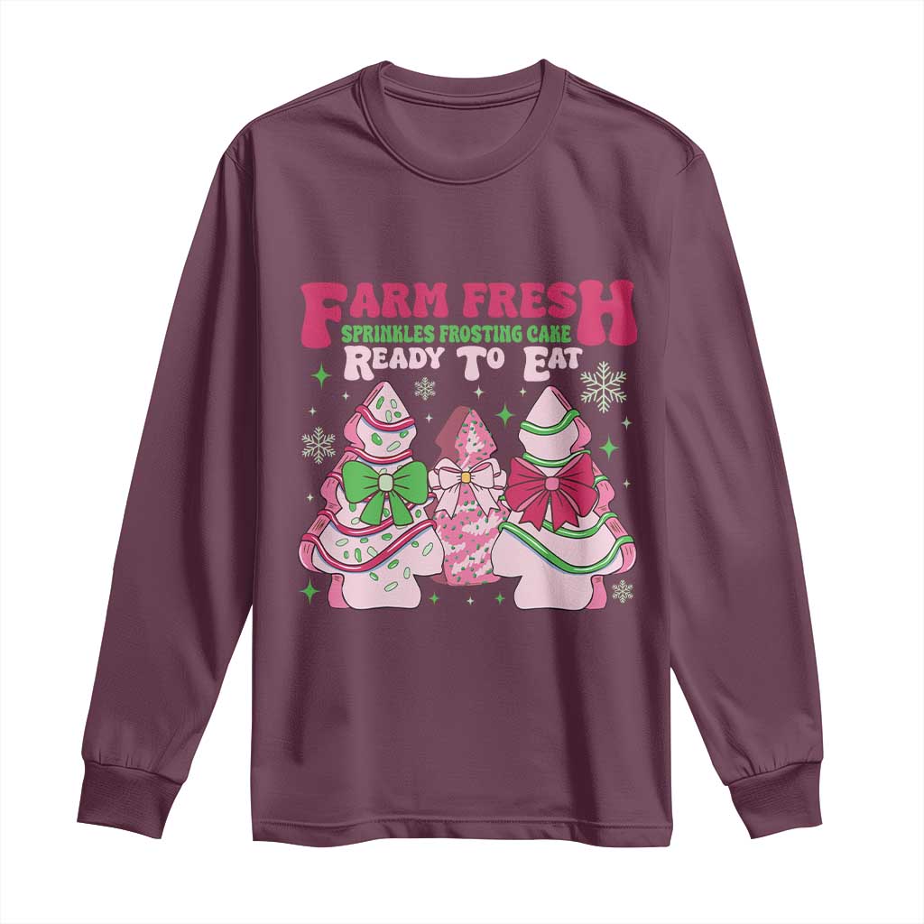 Farm Fresh Christmas Tree Cakes Coquette Long Sleeve Shirt TS09 Maroon Print Your Wear