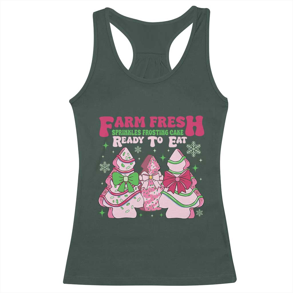 Farm Fresh Christmas Tree Cakes Coquette Racerback Tank Top TS09 Dark Forest Green Print Your Wear