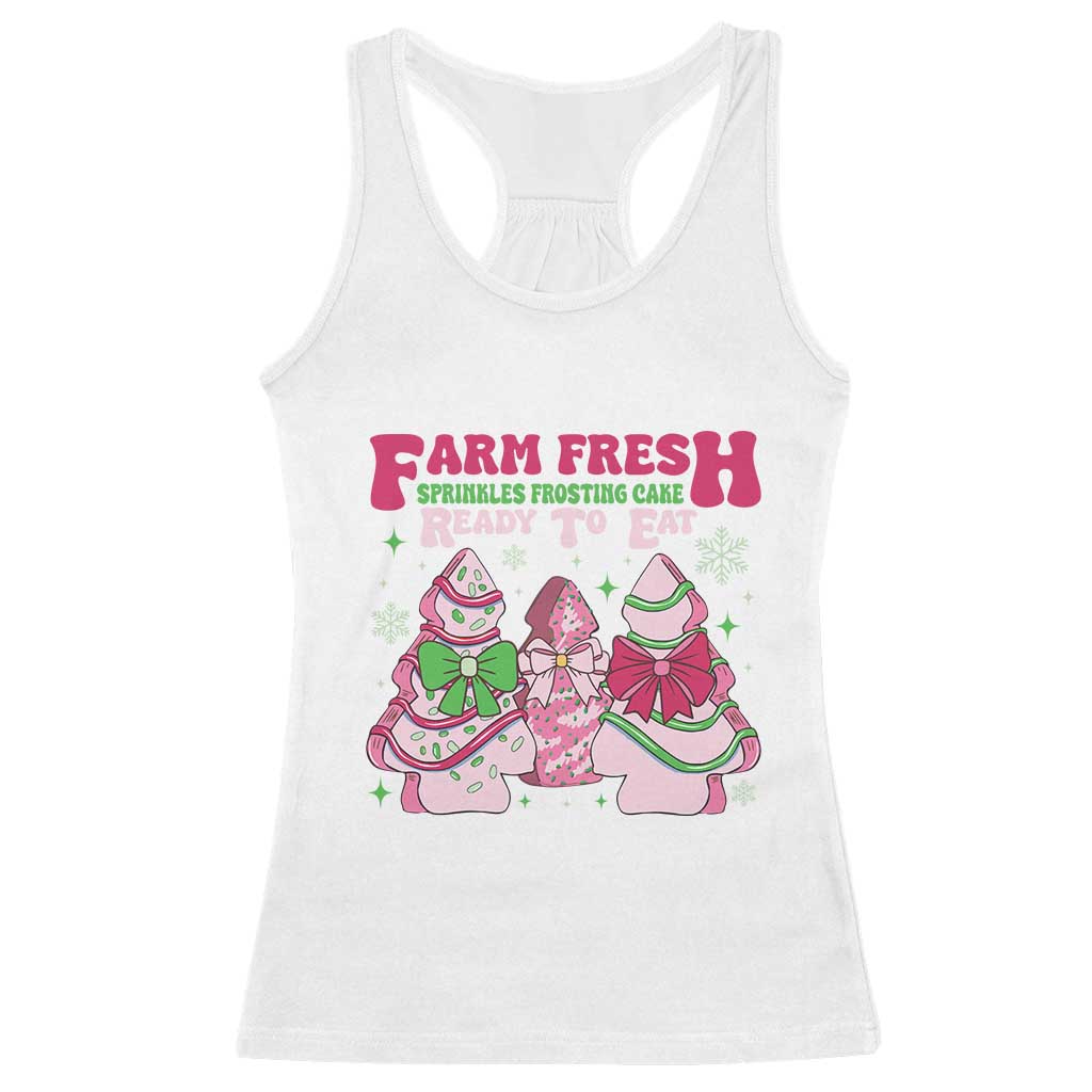 Farm Fresh Christmas Tree Cakes Coquette Racerback Tank Top TS09 White Print Your Wear