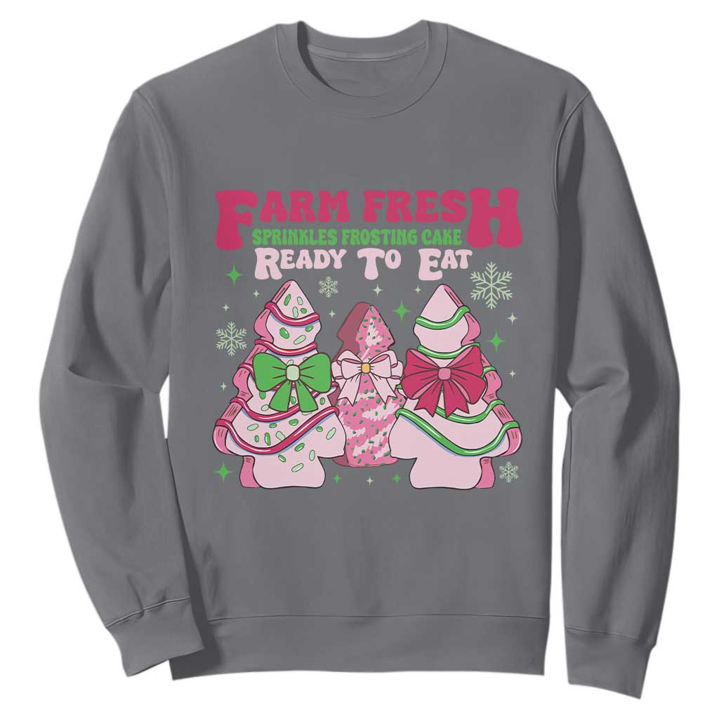 Farm Fresh Christmas Tree Cakes Coquette Sweatshirt TS09 Charcoal Print Your Wear