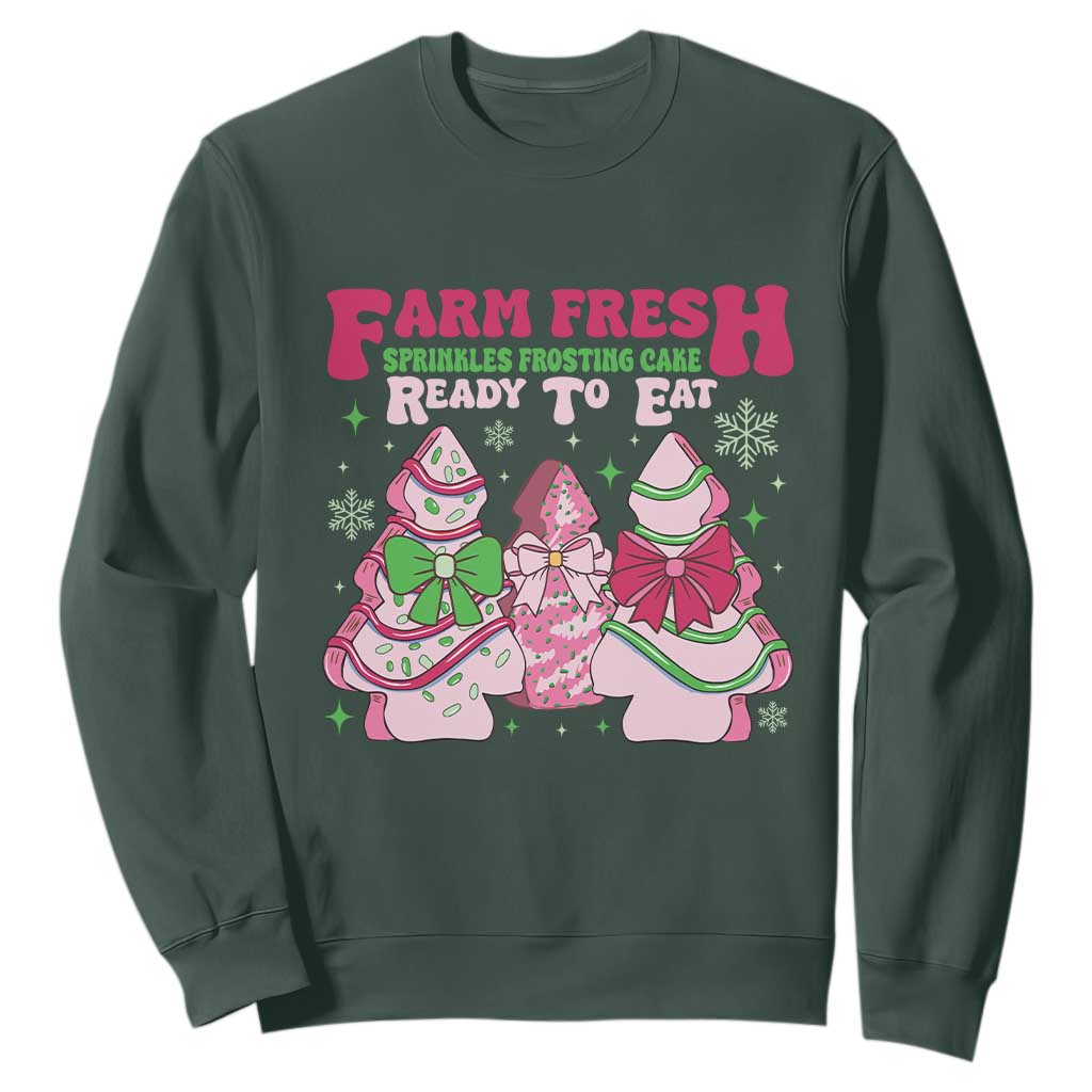 Farm Fresh Christmas Tree Cakes Coquette Sweatshirt TS09 Dark Forest Green Print Your Wear