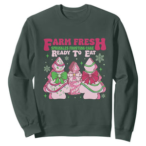 Farm Fresh Christmas Tree Cakes Coquette Sweatshirt TS09 Dark Forest Green Print Your Wear