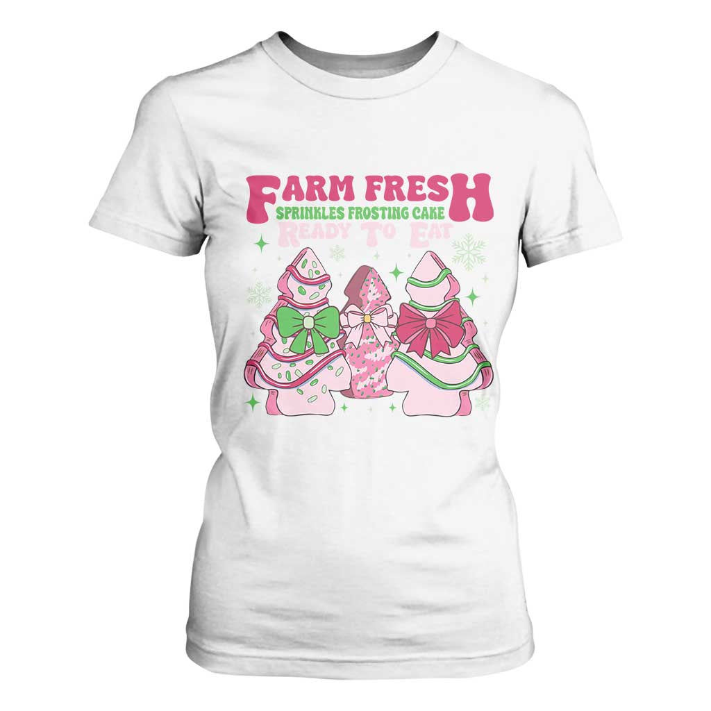 Farm Fresh Christmas Tree Cakes Coquette T Shirt For Women TS09 White Print Your Wear