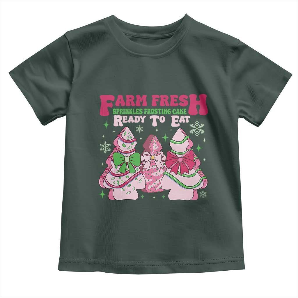 Farm Fresh Christmas Tree Cakes Coquette Toddler T Shirt TS09 Dark Forest Green Print Your Wear