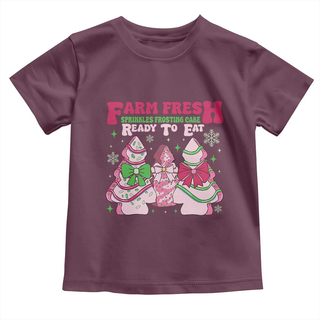 Farm Fresh Christmas Tree Cakes Coquette Toddler T Shirt TS09 Maroon Print Your Wear