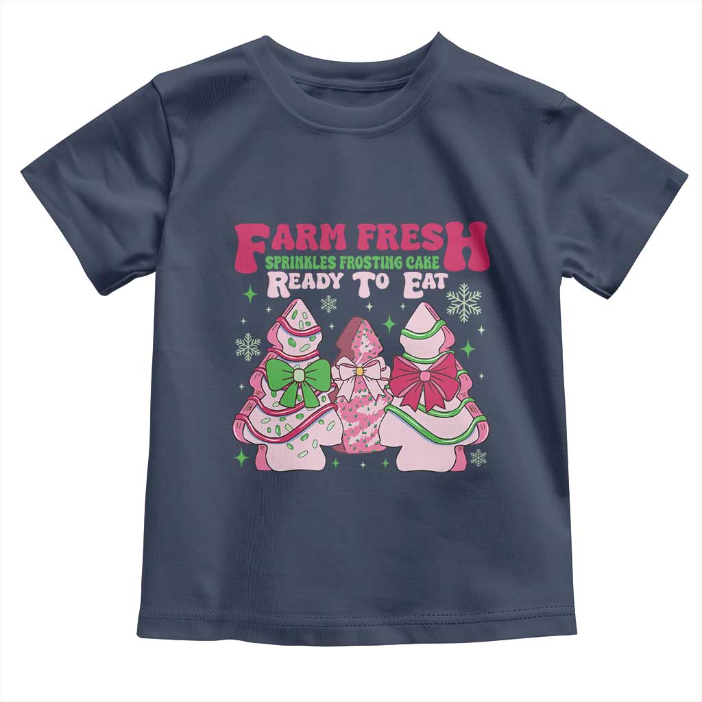 Farm Fresh Christmas Tree Cakes Coquette Toddler T Shirt TS09 Navy Print Your Wear