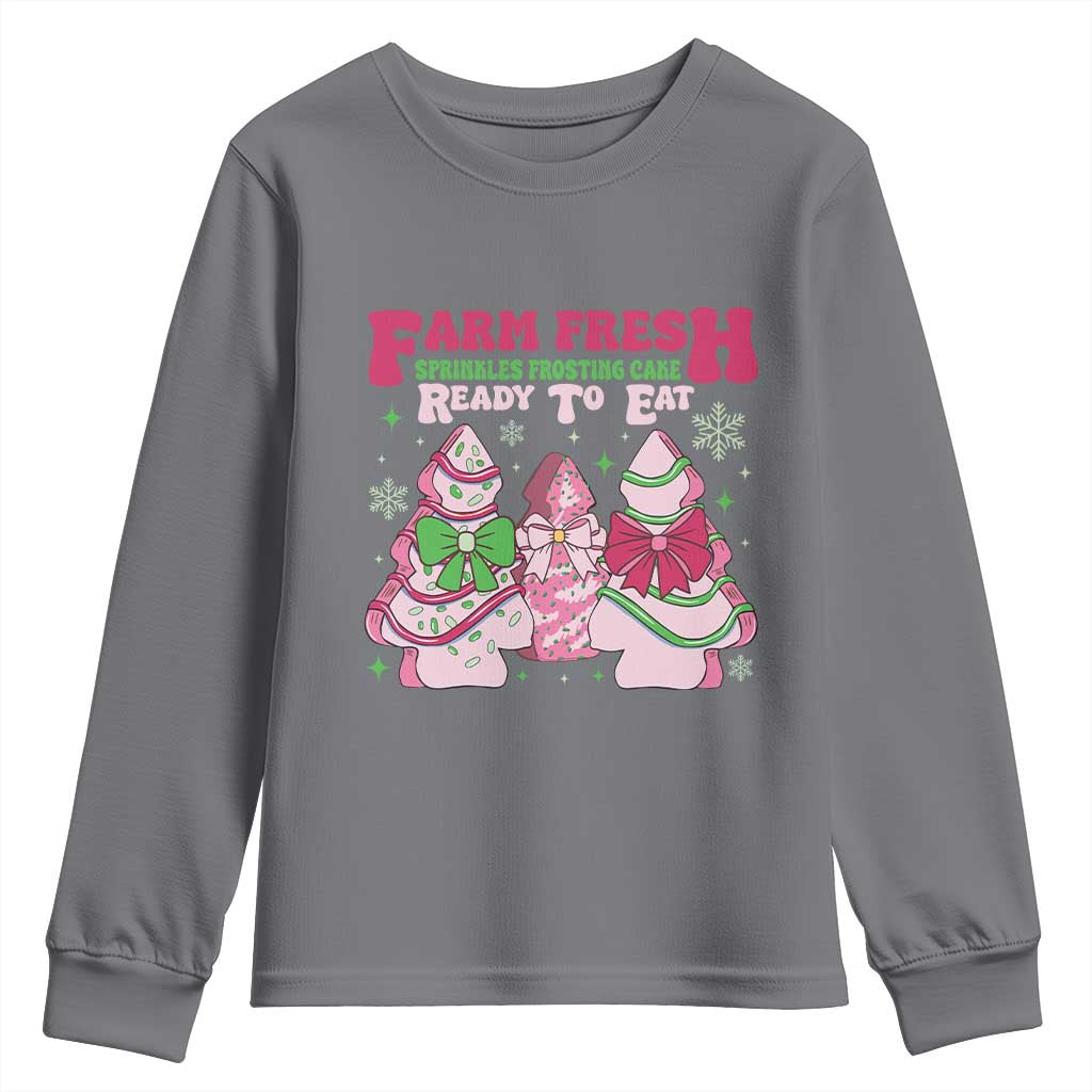 Farm Fresh Christmas Tree Cakes Coquette Youth Sweatshirt TS09 Charcoal Print Your Wear