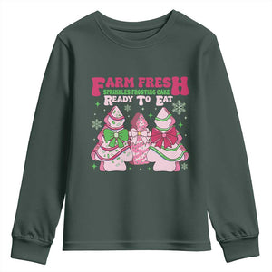 Farm Fresh Christmas Tree Cakes Coquette Youth Sweatshirt TS09 Dark Forest Green Print Your Wear