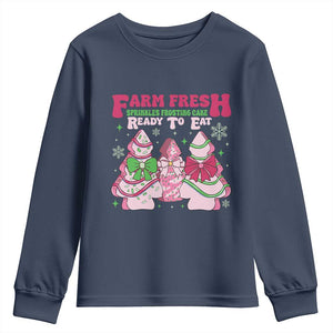 Farm Fresh Christmas Tree Cakes Coquette Youth Sweatshirt TS09 Navy Print Your Wear