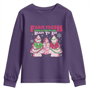 Farm Fresh Christmas Tree Cakes Coquette Youth Sweatshirt TS09 Purple Print Your Wear