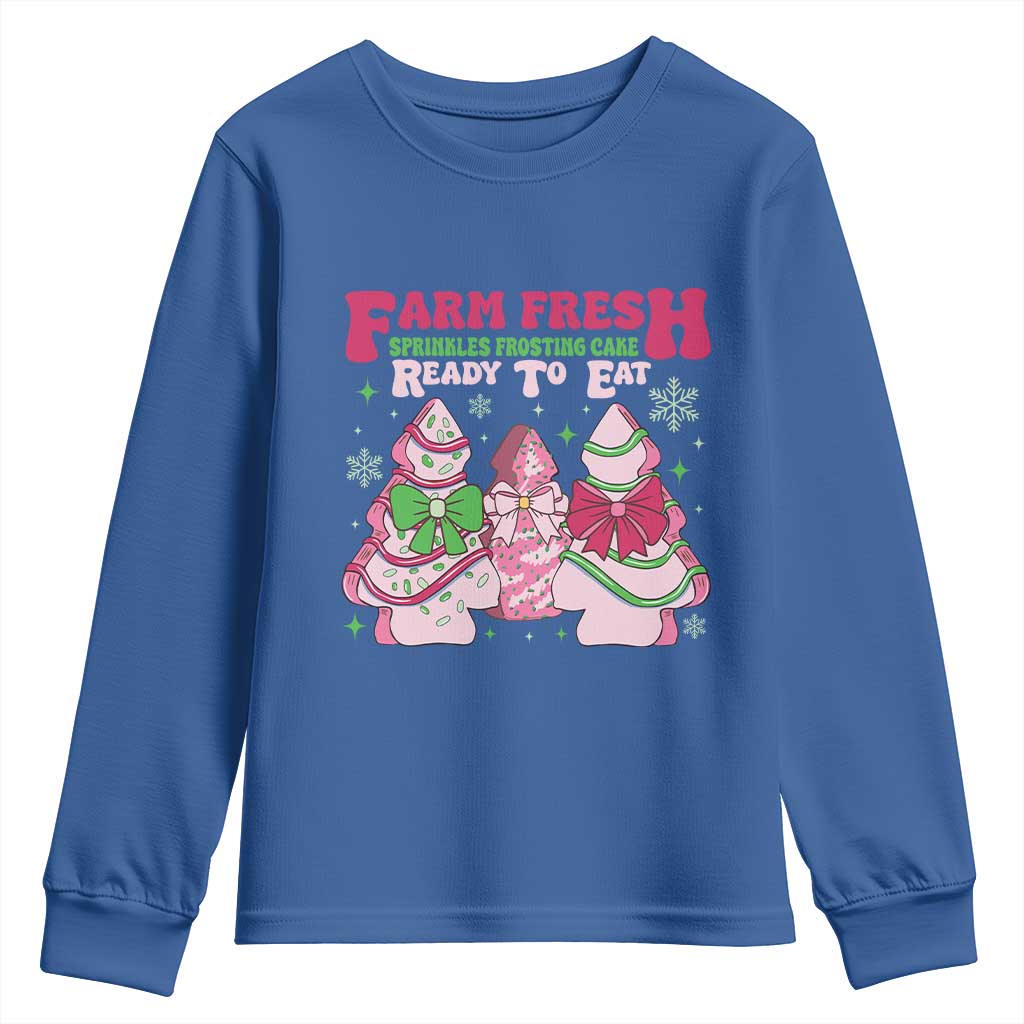 Farm Fresh Christmas Tree Cakes Coquette Youth Sweatshirt TS09 Royal Blue Print Your Wear