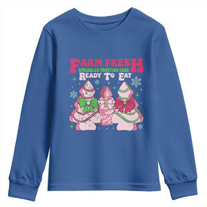 Farm Fresh Christmas Tree Cakes Coquette Youth Sweatshirt TS09 Royal Blue Print Your Wear