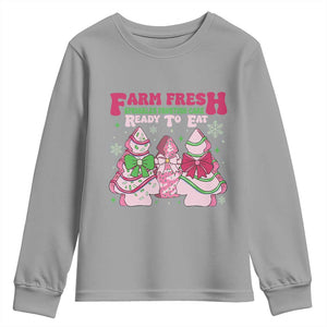 Farm Fresh Christmas Tree Cakes Coquette Youth Sweatshirt TS09 Sport Gray Print Your Wear