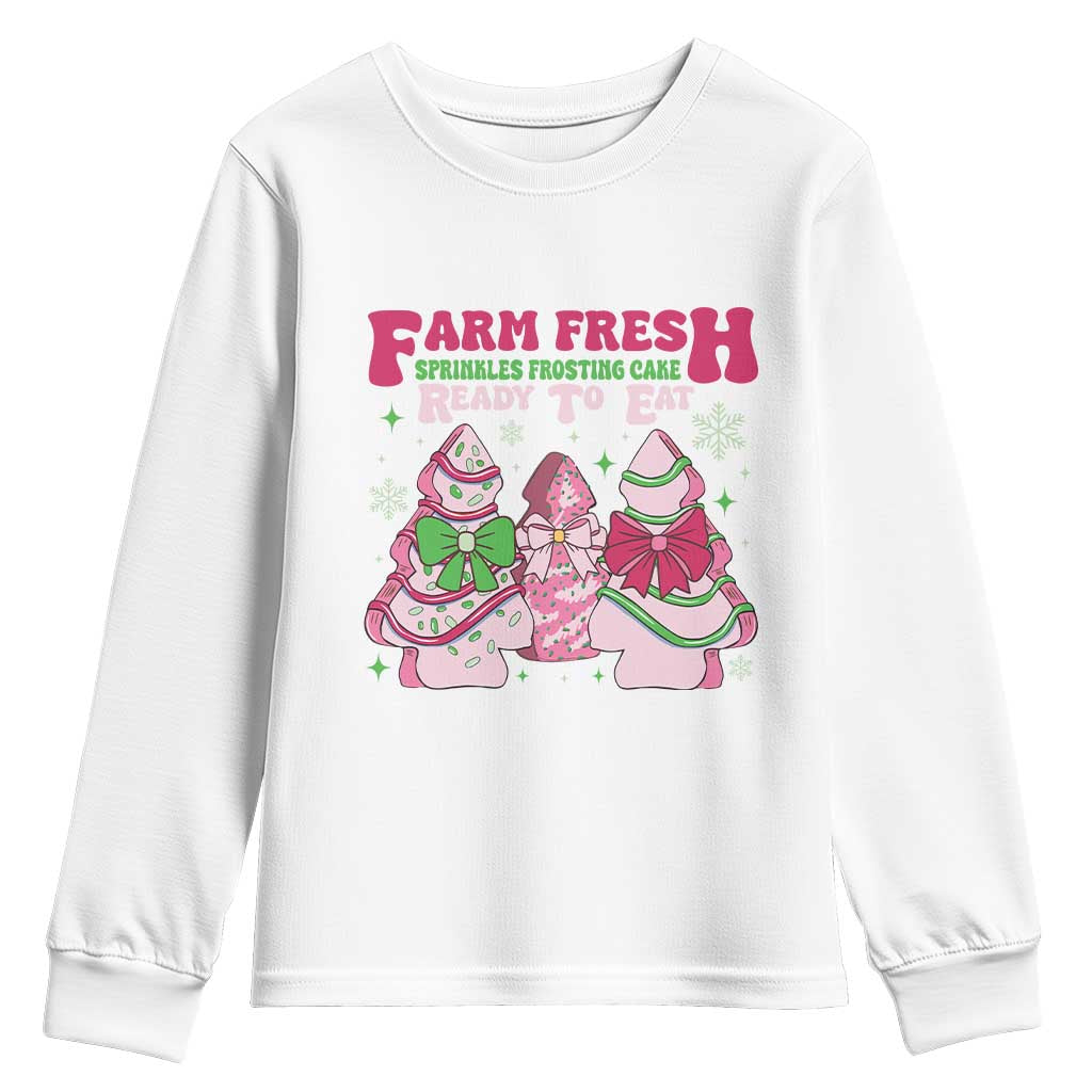 Farm Fresh Christmas Tree Cakes Coquette Youth Sweatshirt TS09 White Print Your Wear