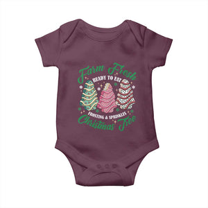Farm Fresh Christmas Tree Cakes Baby Onesie TS09 Maroon Print Your Wear
