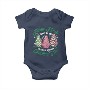 Farm Fresh Christmas Tree Cakes Baby Onesie TS09 Navy Print Your Wear