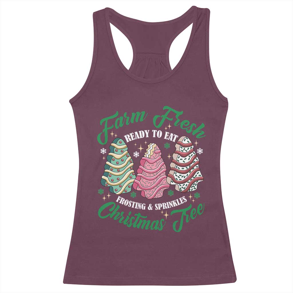 Farm Fresh Christmas Tree Cakes Racerback Tank Top TS09 Maroon Print Your Wear