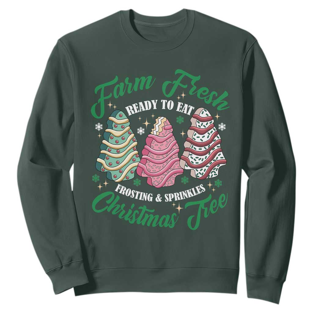 Farm Fresh Christmas Tree Cakes Sweatshirt TS09 Dark Forest Green Print Your Wear