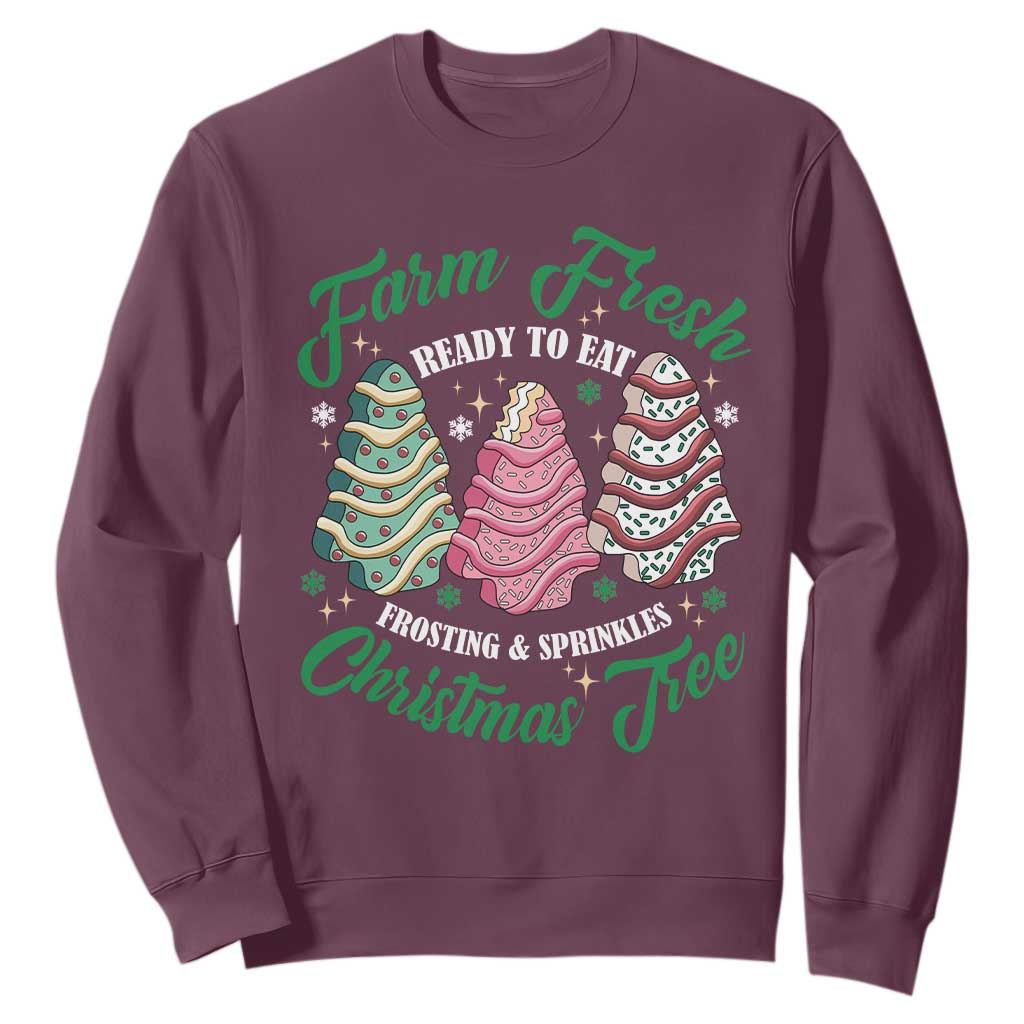 Farm Fresh Christmas Tree Cakes Sweatshirt TS09 Maroon Print Your Wear