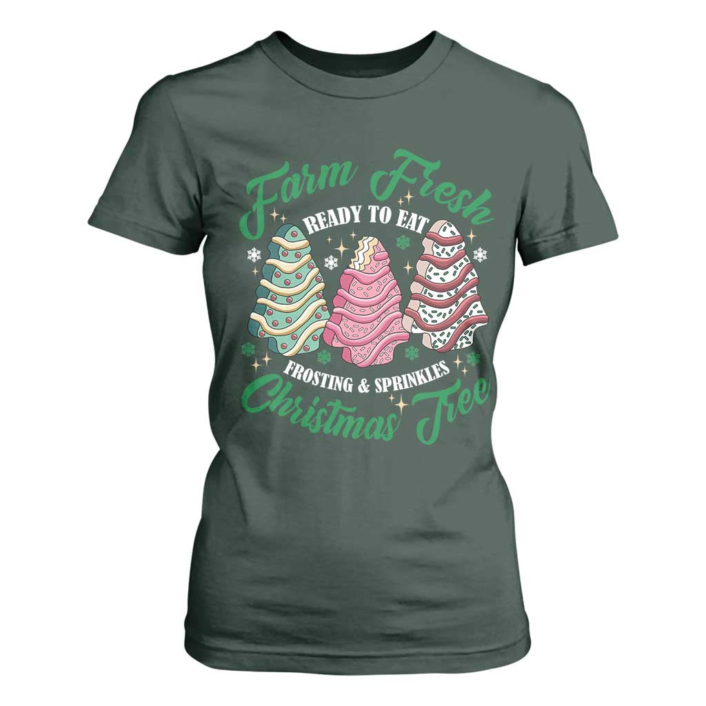 Farm Fresh Christmas Tree Cakes T Shirt For Women TS09 Dark Forest Green Print Your Wear