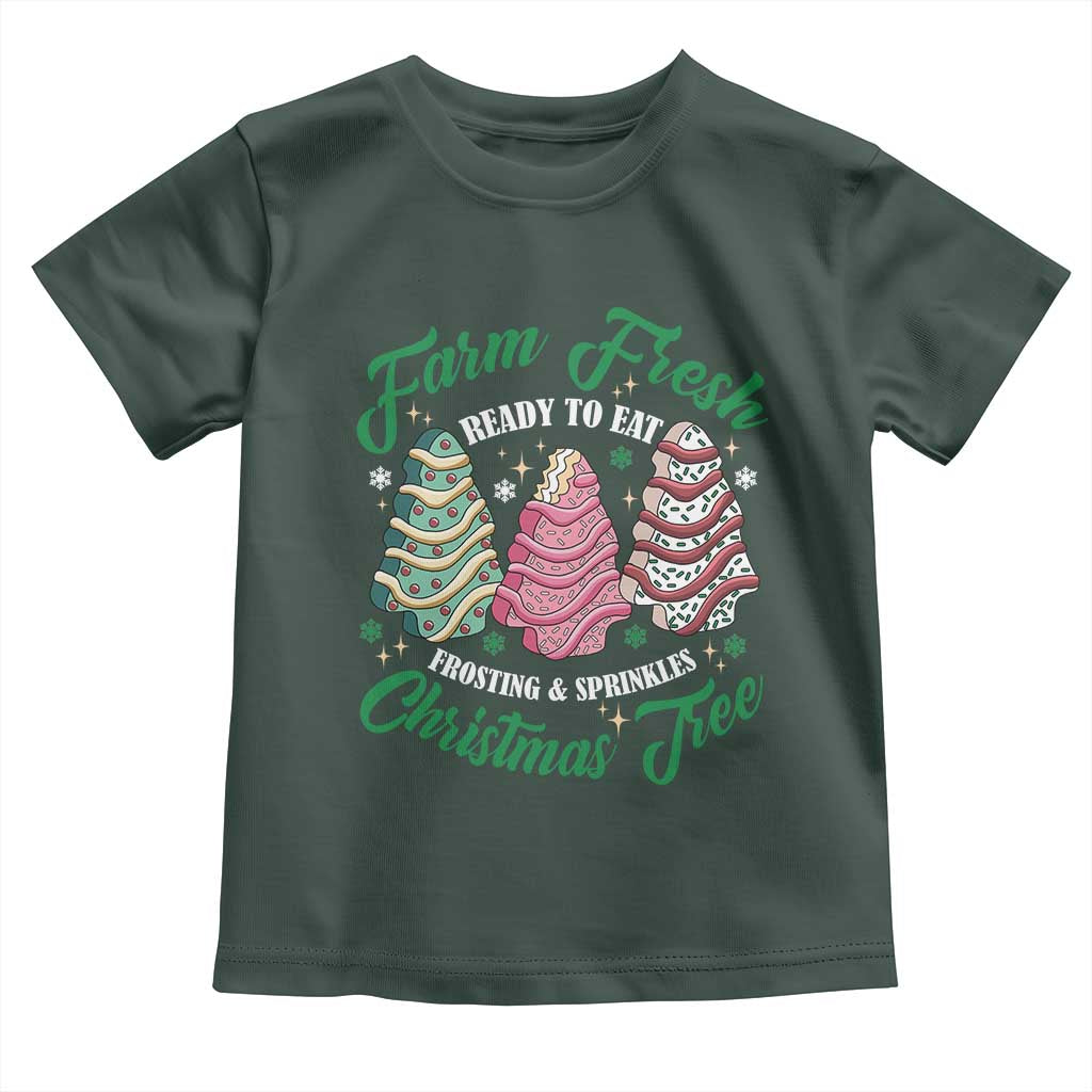 Farm Fresh Christmas Tree Cakes Toddler T Shirt TS09 Dark Forest Green Print Your Wear