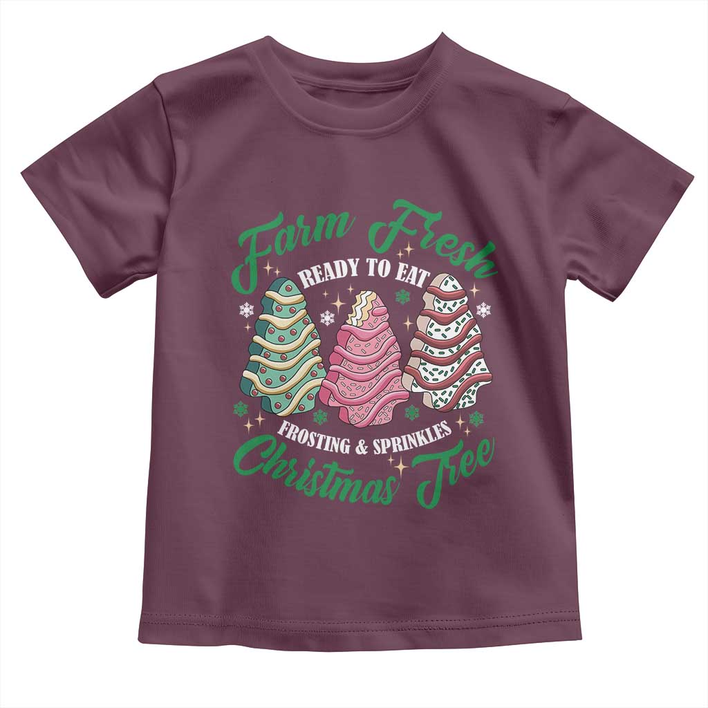 Farm Fresh Christmas Tree Cakes Toddler T Shirt TS09 Maroon Print Your Wear