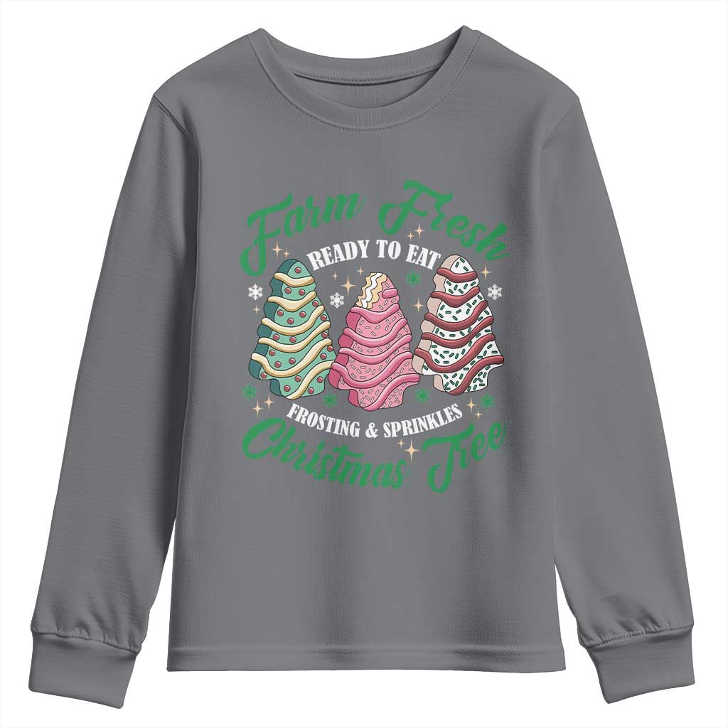 Farm Fresh Christmas Tree Cakes Youth Sweatshirt TS09 Charcoal Print Your Wear