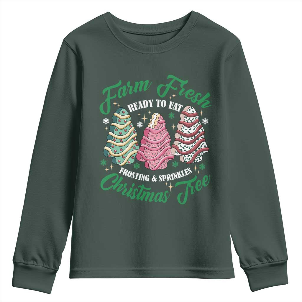 Farm Fresh Christmas Tree Cakes Youth Sweatshirt TS09 Dark Forest Green Print Your Wear