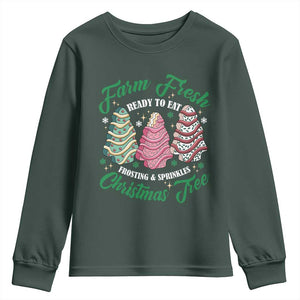 Farm Fresh Christmas Tree Cakes Youth Sweatshirt TS09 Dark Forest Green Print Your Wear