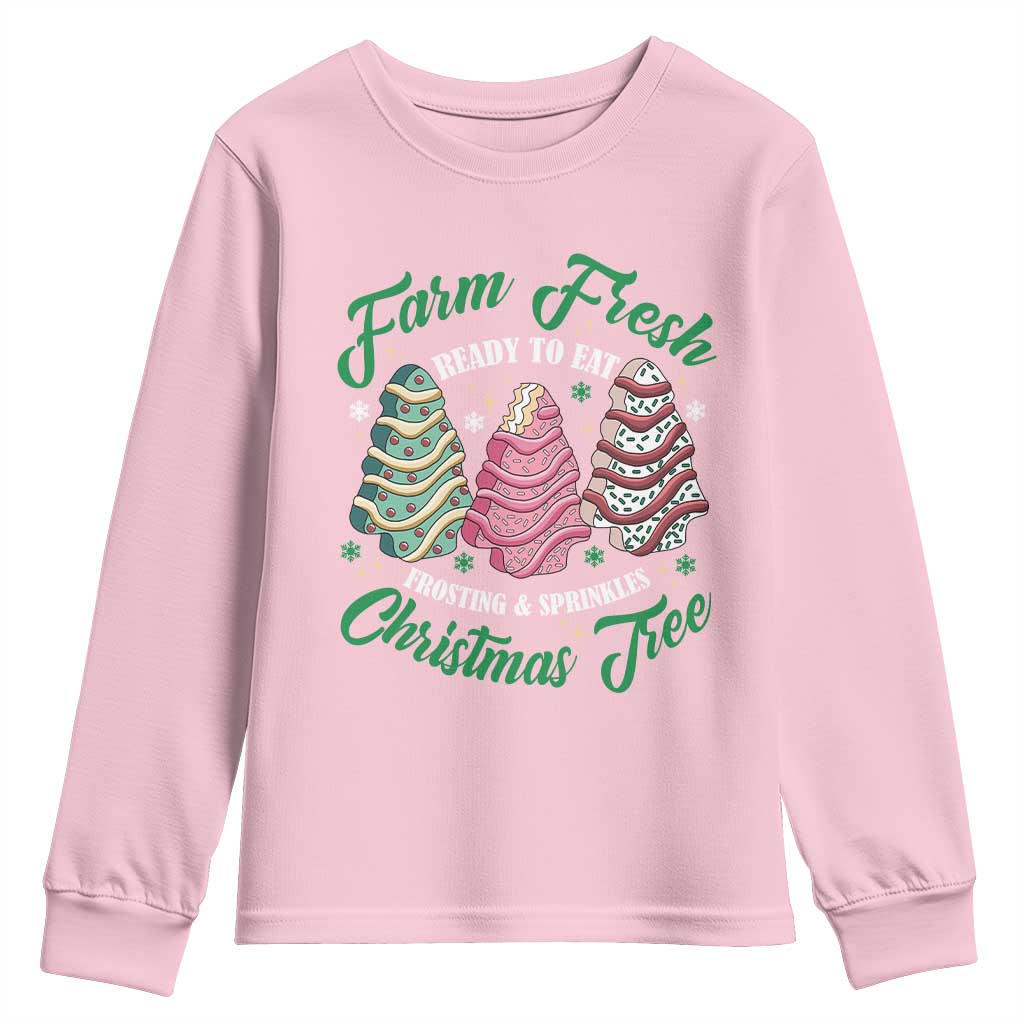Farm Fresh Christmas Tree Cakes Youth Sweatshirt TS09 Light Pink Print Your Wear