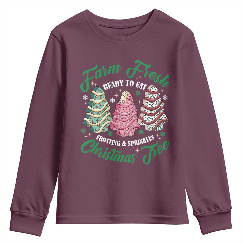 Farm Fresh Christmas Tree Cakes Youth Sweatshirt TS09 Maroon Print Your Wear