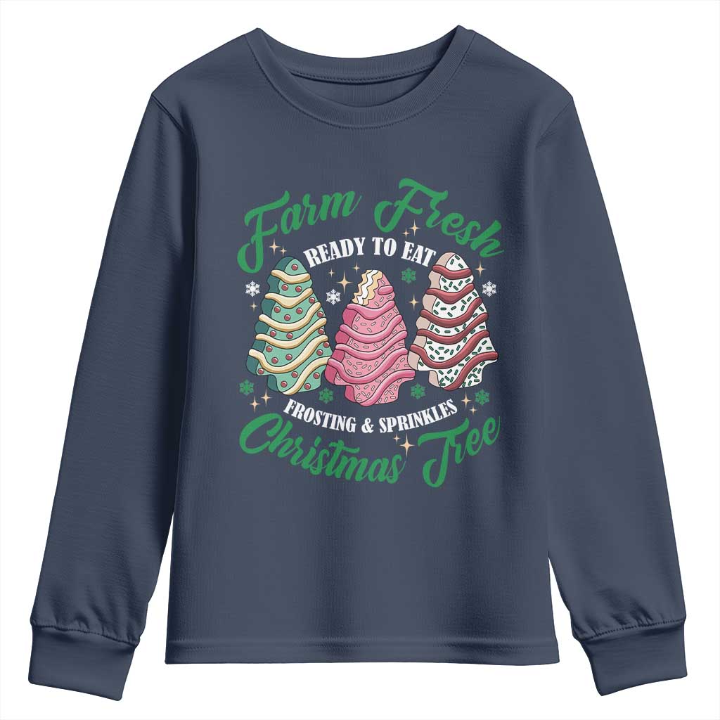 Farm Fresh Christmas Tree Cakes Youth Sweatshirt TS09 Navy Print Your Wear